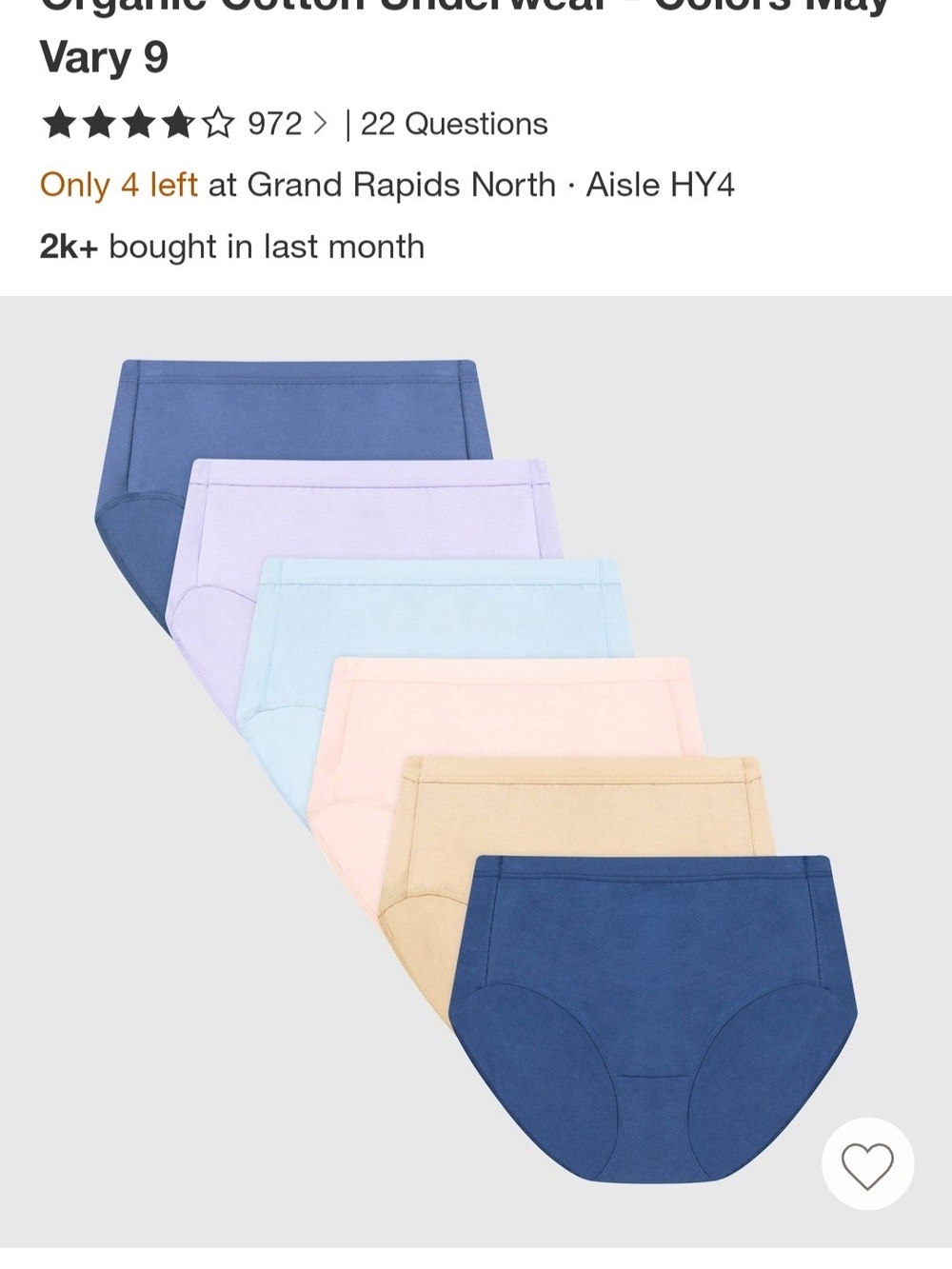 Hanes Womans 100% Organic Cotton Tagless Briefs
